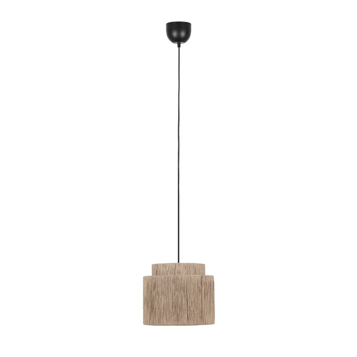 Japandi hanglamp zwart met bruin touw 31cm - Smilla