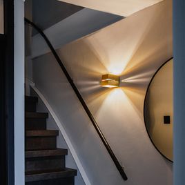 Moderna sienas lampa zelta 9,7 cm - Transfer Groove