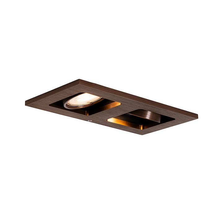 Set mit 6 Einbaustrahlern Dunkelbronze Rechteckig 2-Licht Verstellbar - Qure