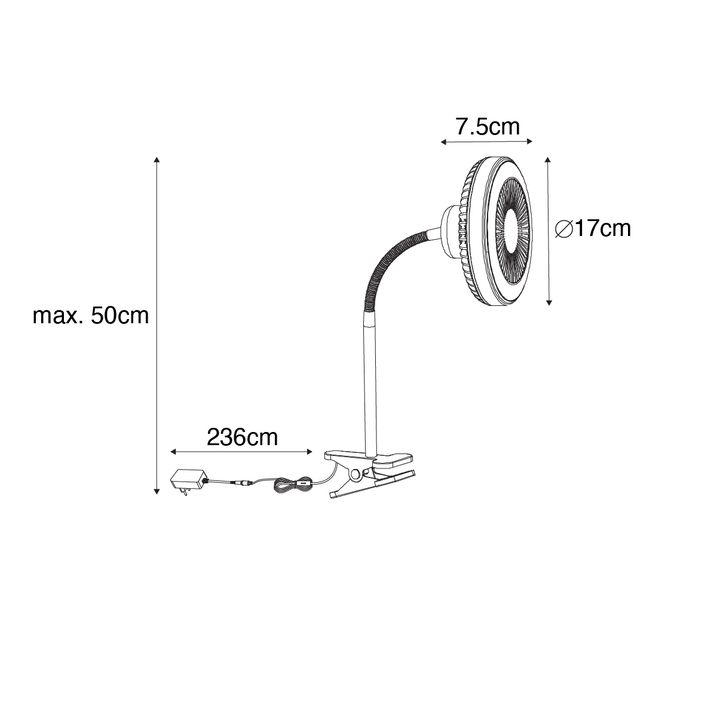 Stolný ventilátor čierny vrátane LED 2700K - Dores