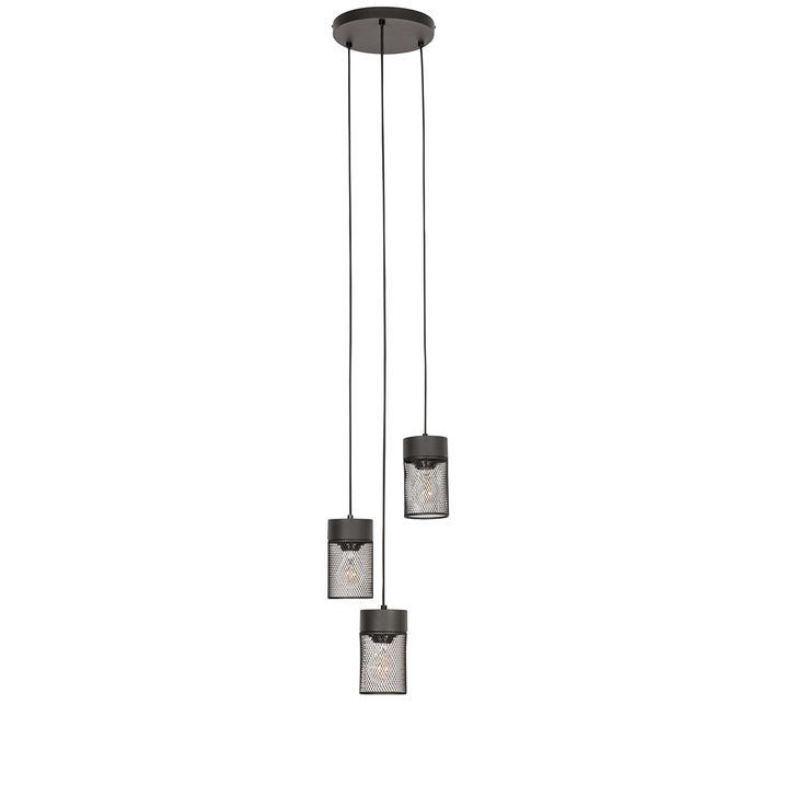 Candeeiro de suspensão industrial preto 3 luzes - Jim
