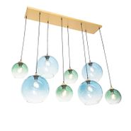 Karājamo-lampa-misiņa-ar-zilu-un-zaļu-stiklu-8-gaismām---Sandra