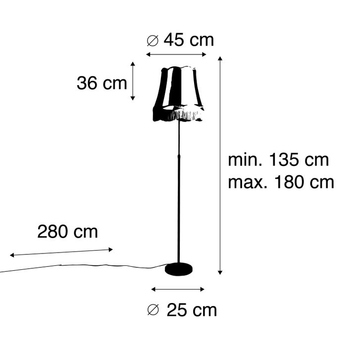 Vloerlamp brons met Granny kap crème 45 cm verstelbaar - Parte