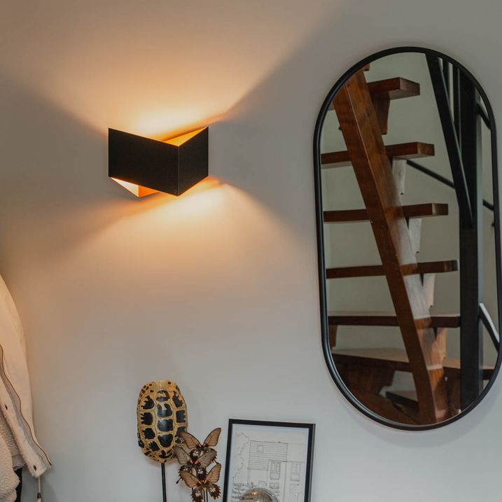 Nástenná lampa Fold sivá s meďou