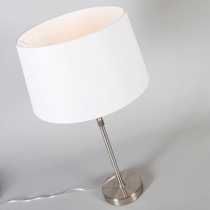 Stolná lampa z ocele s bielym tienidlom 35 cm nastaviteľná - Parte