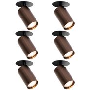 Set-med-6-moderna-infällda-spotlights-mörkbrons-GU10-50mm---Chels