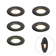 Sett-med-5-moderne-innfelte-spotter-svart-inkl.-LED-IP67---Linsey