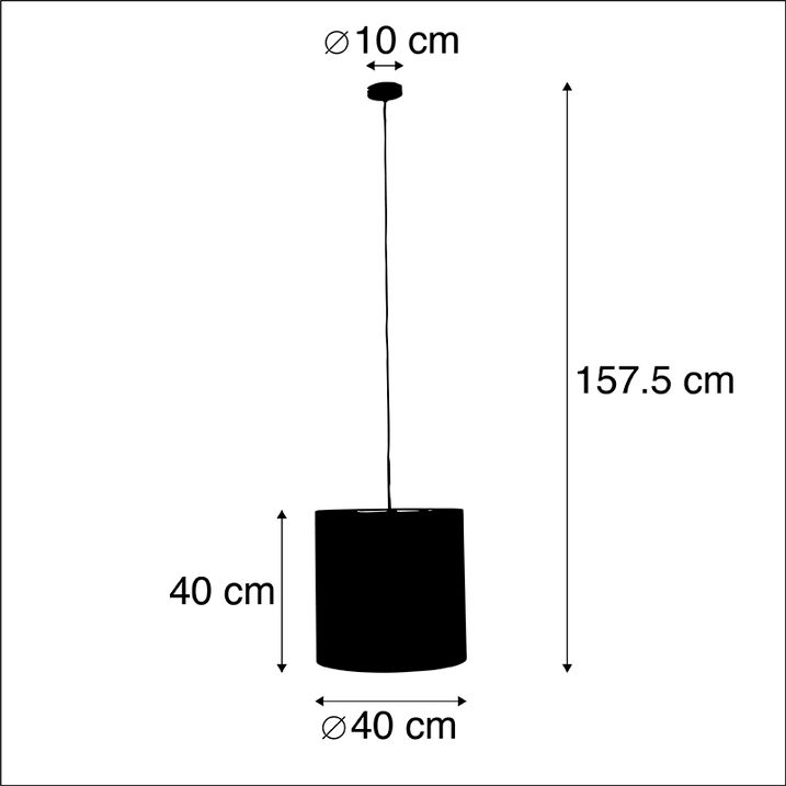 Lampa wisząca z abażurem z niebieskiego weluru ze złotem 40 cm - Combi