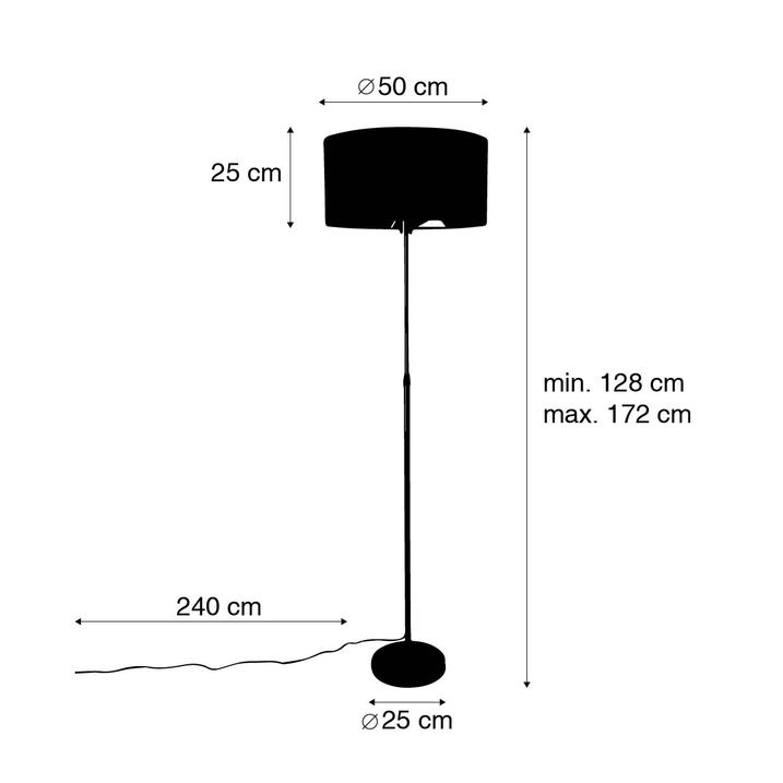Állólámpa fekete állítható világos szürke árnyékolóval 50 cm - Parte