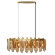 Lampada-a-sospensione-Art-Déco-oro-con-vetro-ambrato-ovale-5-luci---Mochan