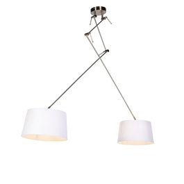 Viseća lampa sa platnenim sjenilima bijela 35 cm - Blitz II čelik