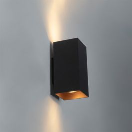 Design Square Wall Light Black with Gold Interior - Sab