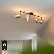 Spot-de-tavan-inteligent-negru-cu-auriu-și-sticlă-fumurie-4-lumini-incl.-4-Wifi-P45---Zuzanna