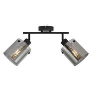 Foco-de-teto-de-design-preto-com-vidro-fumê-2-luzes---Domo