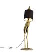 Vintage-stojací-lampa-mosazný-textilní-stínidlo-černé---Animal-Crane