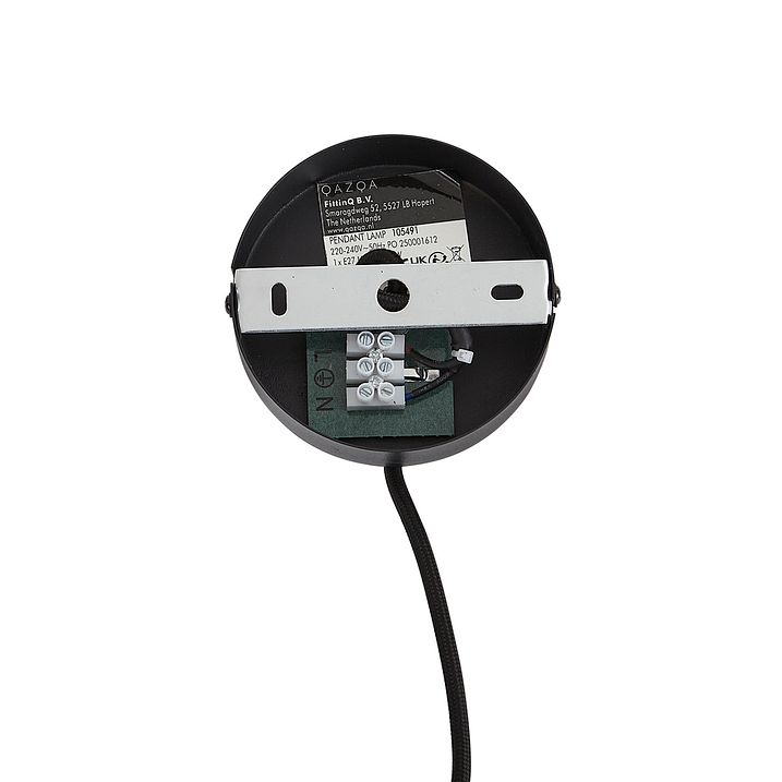 Candeeiro suspenso Art Deco preto com vidro fumado - Wallace