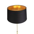 Lámpara-de-pie-dorada/latón-con-pantalla-negra-45-cm-ajustable---Parte