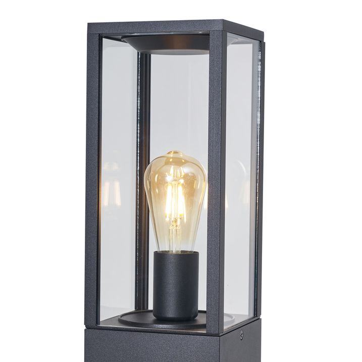 Moderna spoljna podna lampa crna 80cm sa utičnicom IP44 - Charlois