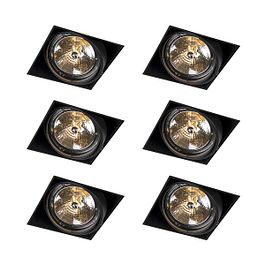 Set od 6 ugradnih reflektora crni AR111 nagibni i rotirajući bez okvira - Oneon