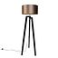 Lampă-de-podea-neagră-cu-trepied-și-abajur-maro-cu-interior-auriu-50cm---Puros
