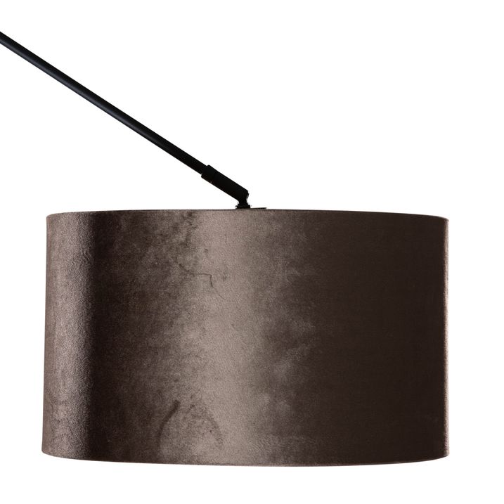 Candeeiro suspenso preto com abajur de veludo castanho 35cm - Blitz