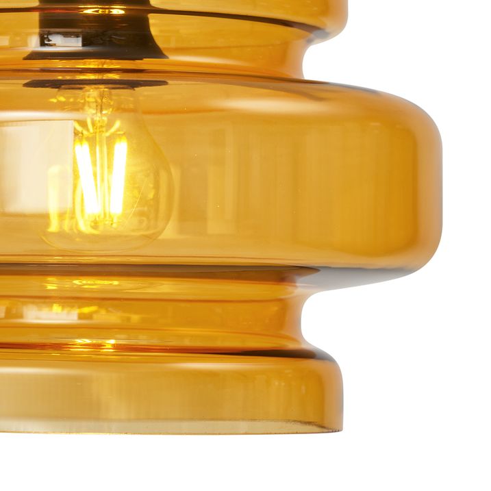 Retro stojacia lampa čierna s oranžovým sklom - Denise