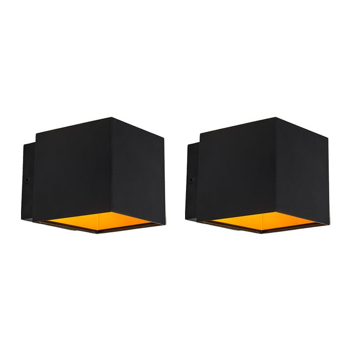 Set mit 2 Design-Wandleuchten Schwarz/Gold inkl. LED - Caja