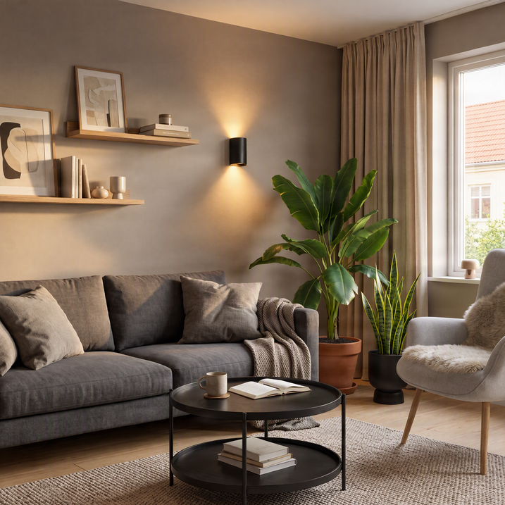 Rund design vegglampe sort - Sabbir
