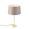 Stolná-lampa-zlatá/mosadzná-s-tienidlom-z-ľanu-taupe-35-cm---Parte