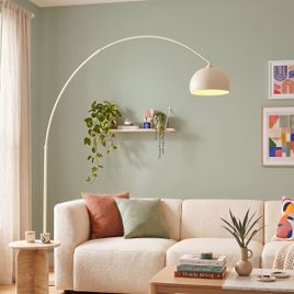 Mūsdienīga loka lampa bēša ar marmora pamatni - XXL