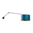 Wandlamp-zwart-met-velours-kap-blauw-35-cm-verstelbaar---Blitz