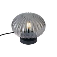 Design-bordlampe-sort-med-røgglas---Mochi