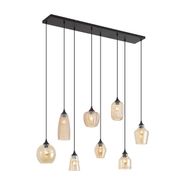 Art-Deco-piekārta-lampa-melna-ar-dzintara-stiklu-8-gaismas---Hanne