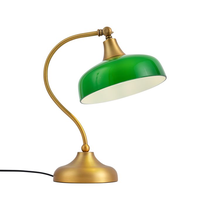 Classic Table Lamp Bronze with Green Opal Glass - Clerk