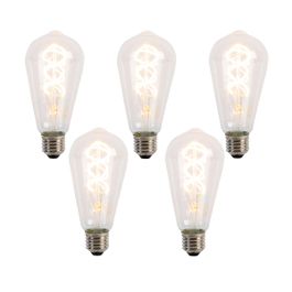 Set de 5 becuri LED cu filament spiralat E27 ST64 5W 400 lm 2200K