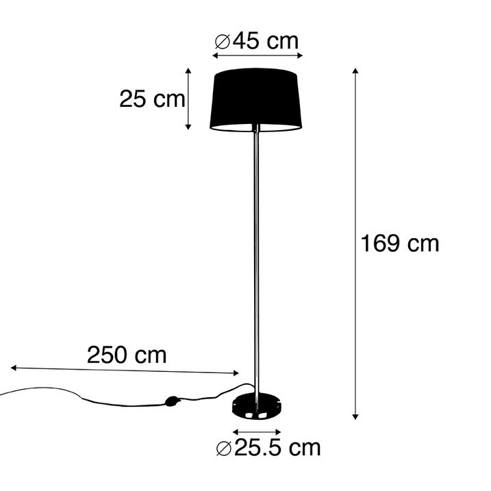 Moderna stāvlampa melna ar melnu abažūru 45 cm - Simplo