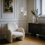 Art Deco vloerlamp messing met helder glas 2-lichts - Rid