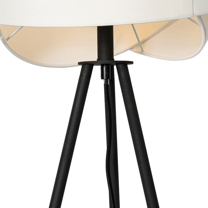 Lampadaire moderne noir avec abat-jour blanc - Cloth