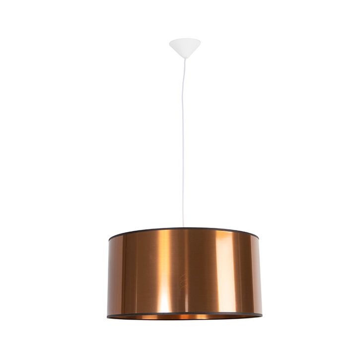 Závěsné svítidlo v art deco stylu bílé s měděným stínítkem 50 cm - Pendel