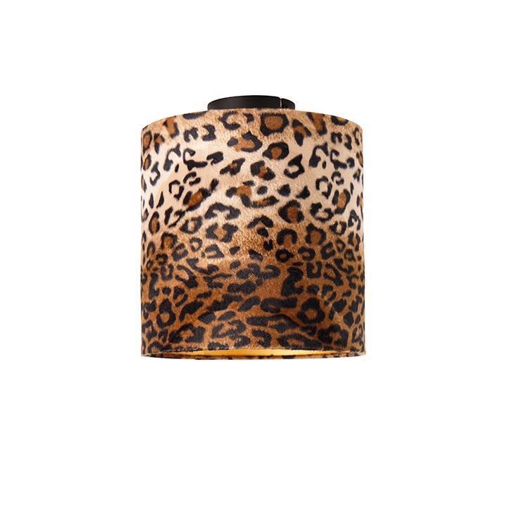 Stropné svietidlo matný čierny odtieň leopardia potlač 25 cm - Combi