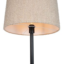 Moderne-vloerlamp-zwart-met-beige-bouclé-kap-40cm---Simplo