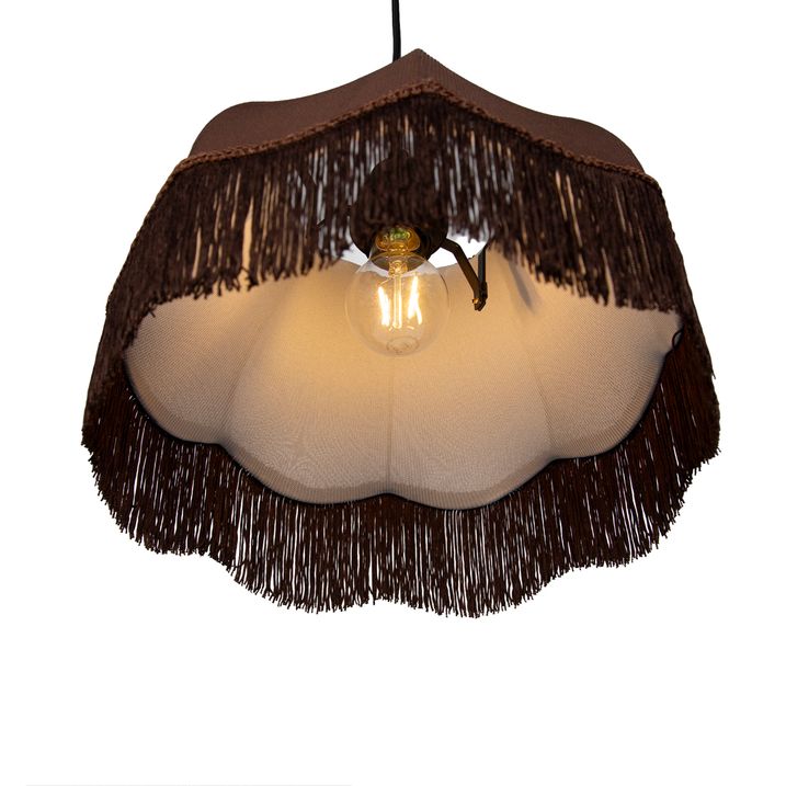 Hanglamp zwart met bruine kap en witte binnenkant 31,5cm 3-lichts - Cava