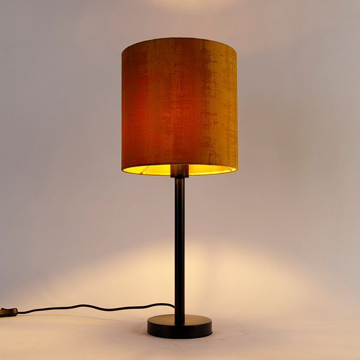Moderní stolní lampa černá se zlatým stínítkem 25 cm - Simplo