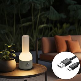 Lámpara de mesa de exterior beige con blanco con LED recargable IP44 - Haard