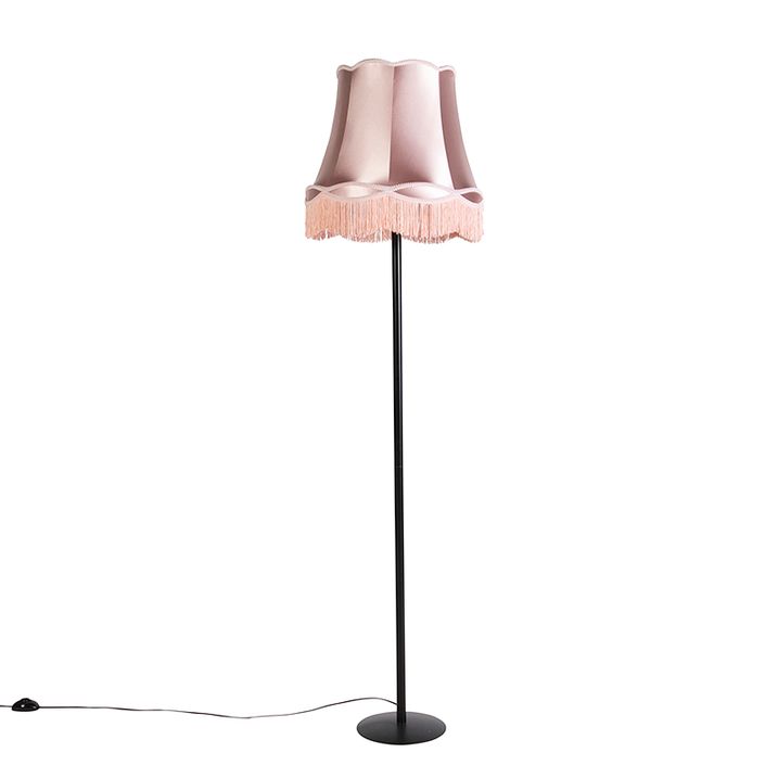 Lampadaire rétro noir avec abat-jour rose à l’ancienne 45 cm - Simplo