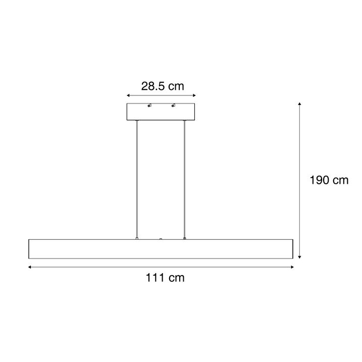 Suspension moderne noire avec LED à intensité variable en 3 étapes Easylift - Straight