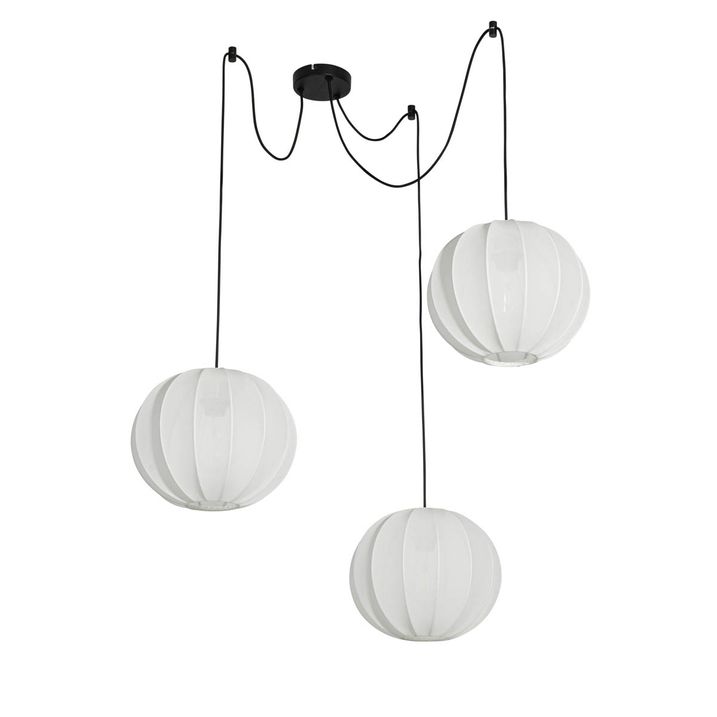 Lampada a sospensione di design bianca in seta 30 cm 3 luci - Plu