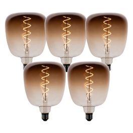 Set od 5 E27 prigušivih LED žarulja G140 smeđe 4.9W 110 lm 1800K