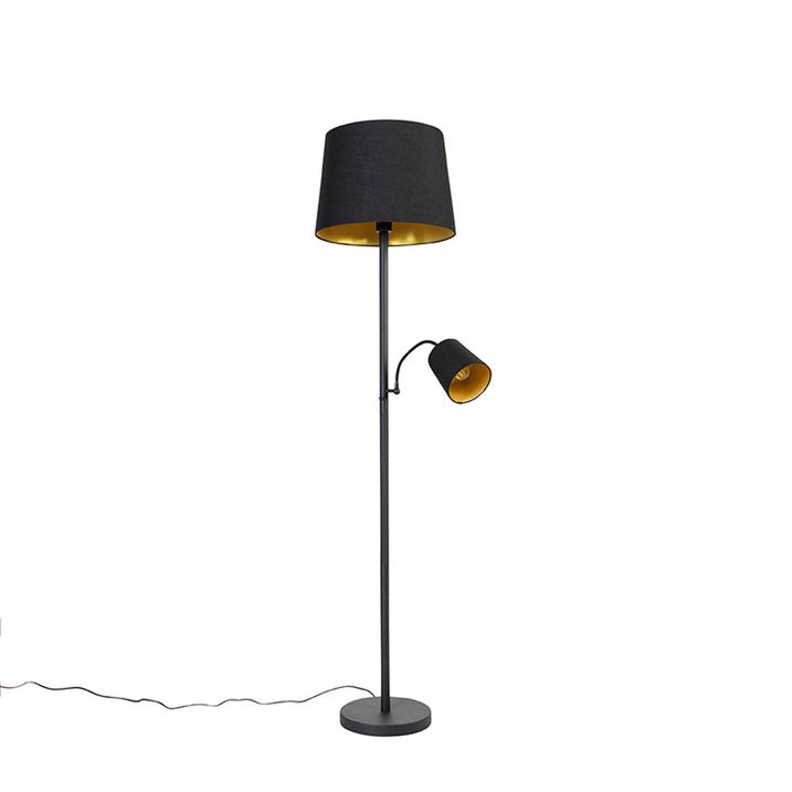 Интелигентна подова лампа черна със злато с Wi-Fi A60 и E14 - Retro
