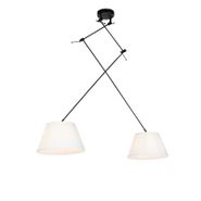 Lampa-wisząca-czarna-z-plisowanymi-abażurami-kremowymi-35-cm-2-światła---Blitz